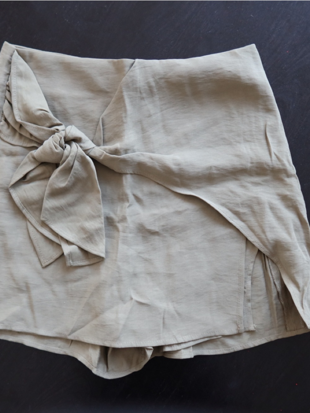 Tie-Front Skort in Olive Green